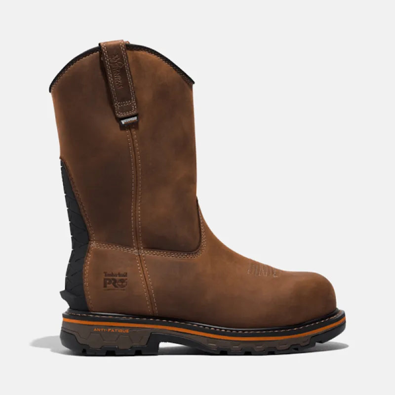 Timberland Men's True Grit Pull-On Composite Toe Waterproof Work Boot in Brown sold by Timberland