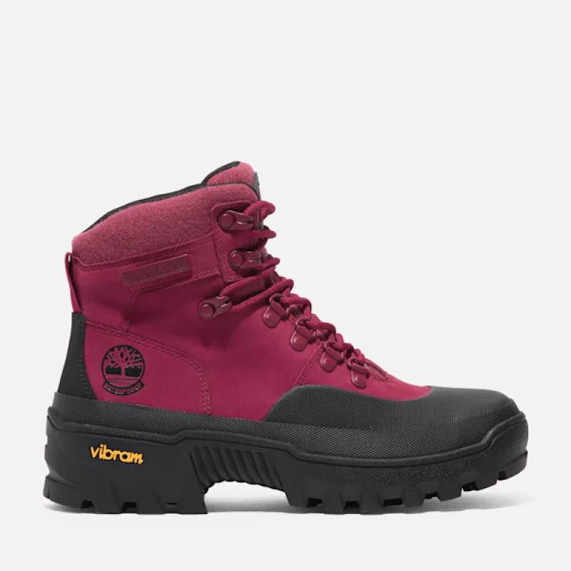 Timberland Women's Vibram Mid Lace-Up Waterproof Boot in Dark Pink Nubuck sold by Timberland