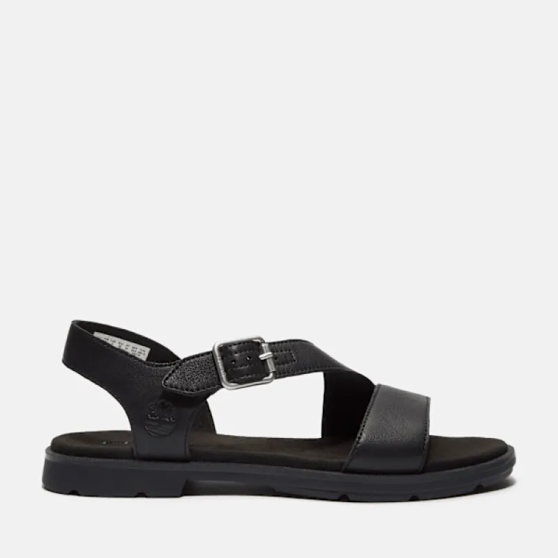 Timberland Women's Calista Bay Backstrap Sandal in Black Full Grain sold by Timberland
