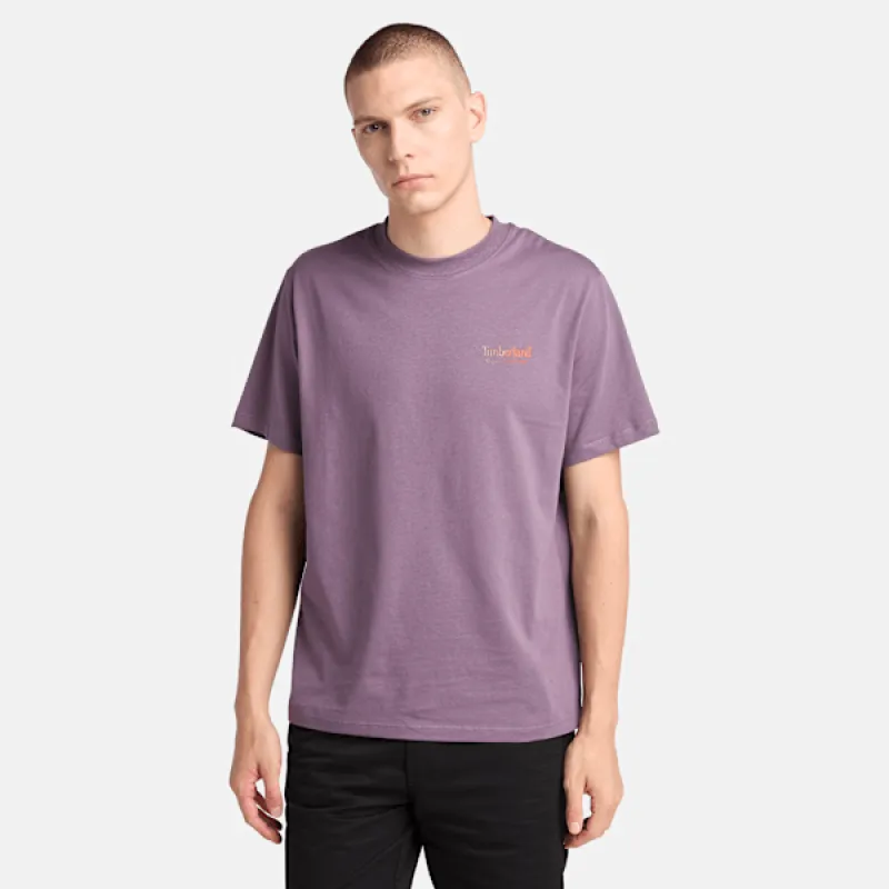 Timberland Men's Rugged Active Gear Back Graphic T-Shirt in Vintage Violet sold by Timberland