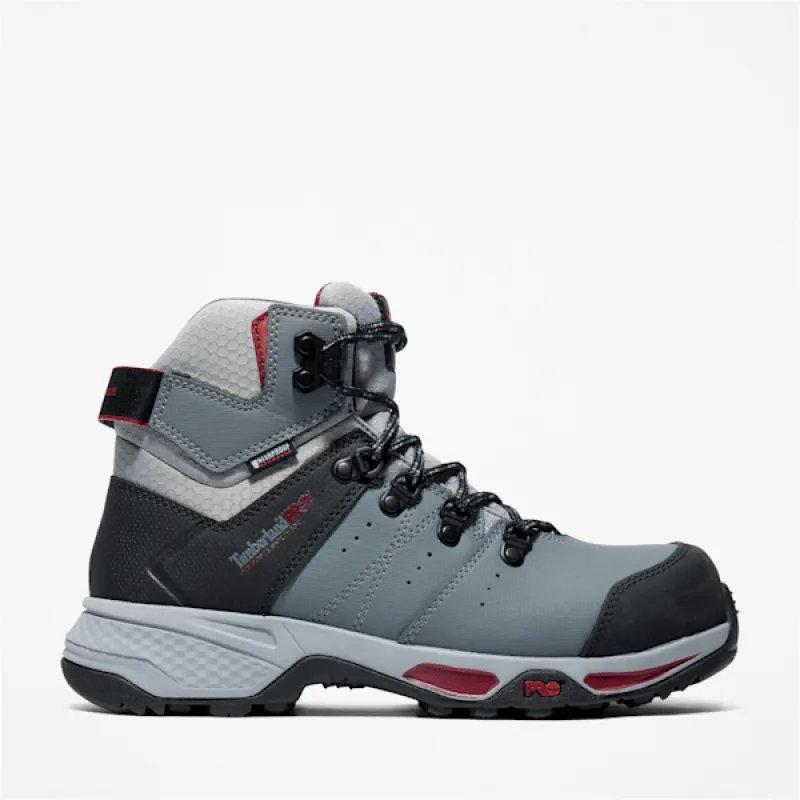 Timberland Women's Switchback Composite Toe Waterproof Work Boot in Grey made by Timberland