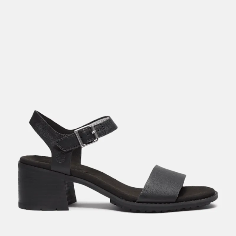 Timberland Women's Laguna Shore Backstrap Sandal in Black Full Grain sold by Timberland
