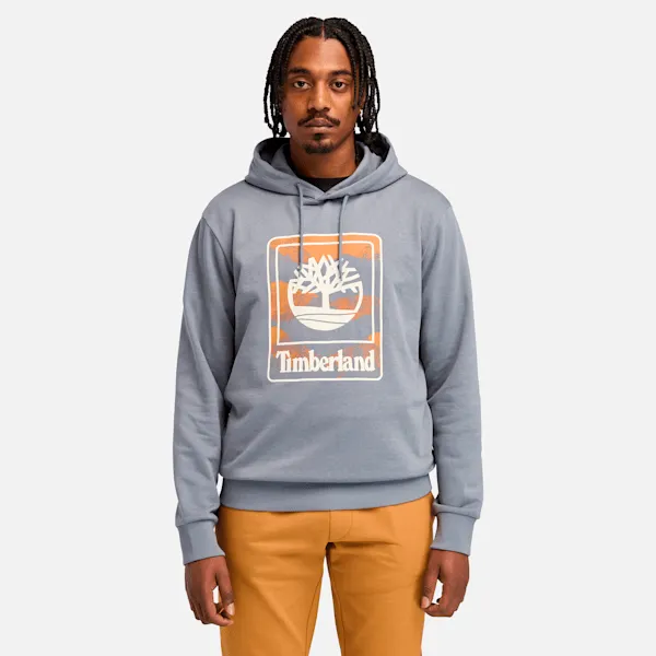 Timberland Men's Outdoor Graphic Brushback Hoodie in Folkstone Gray sold by Timberland