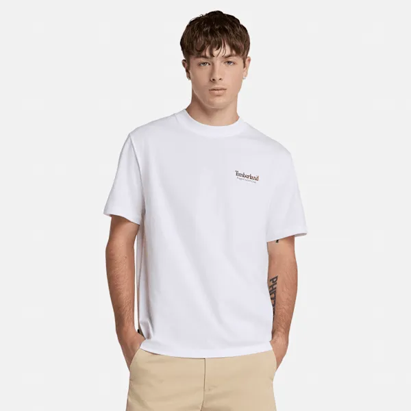 Timberland Men's Rugged Active Gear Back Graphic T-Shirt in White sold by Timberland