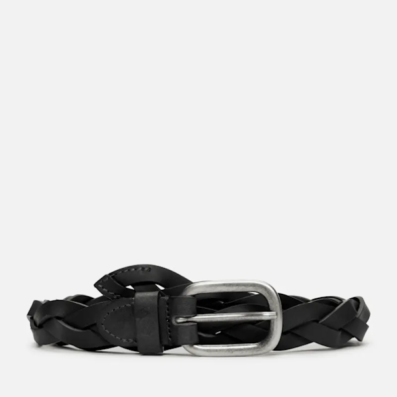 Timberland Women's 25MM Braided Leather Belt in Black sold by Timberland