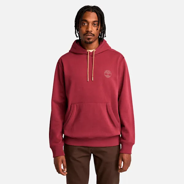 Timberland Men's Contrast Stitch Logo Hoodie in Cordovan sold by Timberland