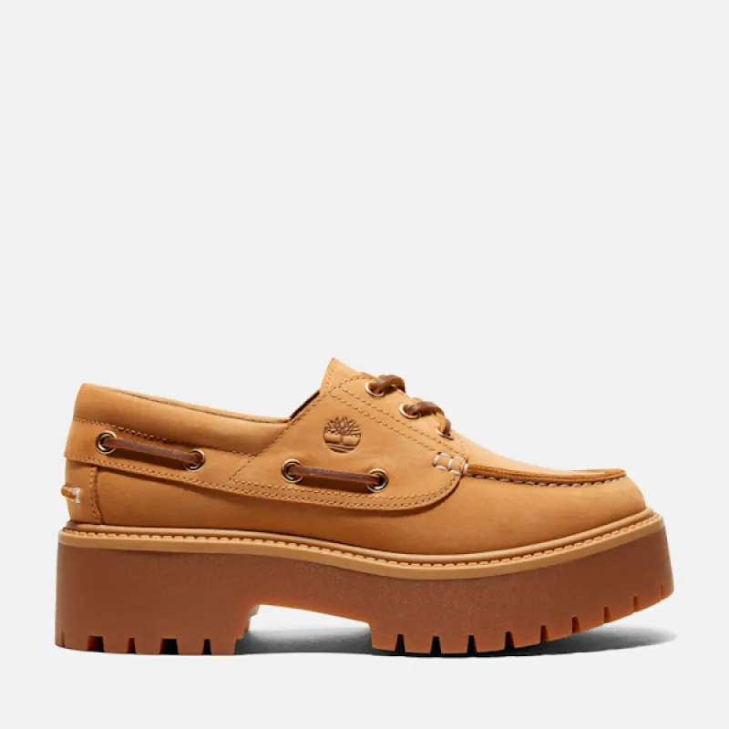 Timberland Women’s Stone Street Platform Boat Shoe in Wheat sold by Timberland