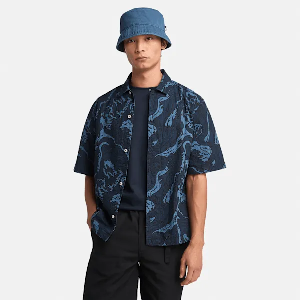 Timberland Men's Seersucker Graphic Resort Shirt in Coastal AOP DS sold by Timberland
