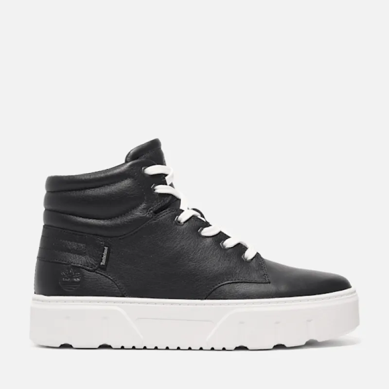 Timberland Women's Laurel Court High Top Lace-Up Sneaker in Black Full Grain sold by Timberland