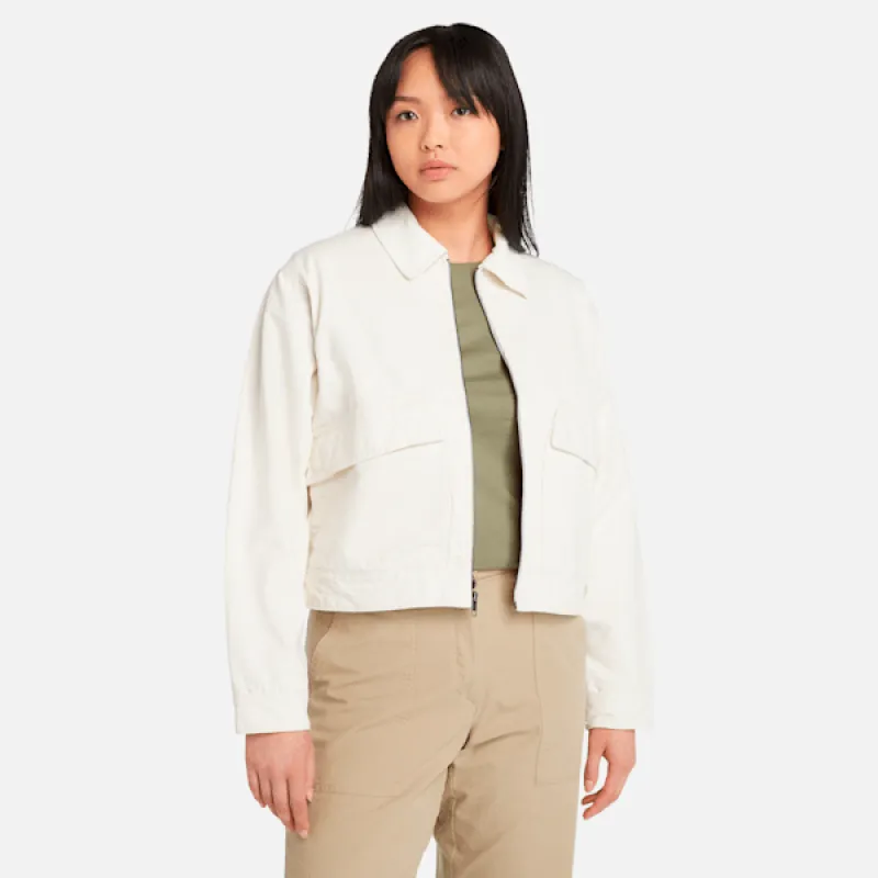 Timberland Women's Strafford Washed Canvas Jacket in Vintage White made by Timberland