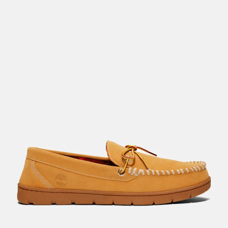 Timberland Men's Stony Ledge Flannel-Lined Moc Slipper in Wheat Nubuck sold by Timberland