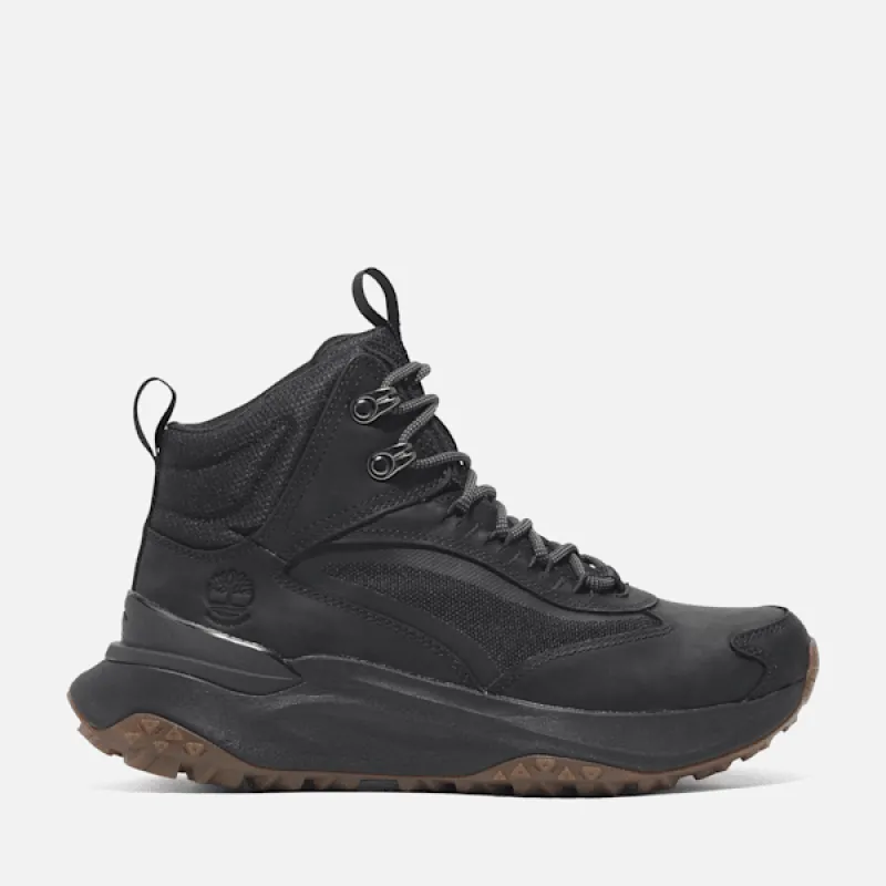 Timberland Women's Motion Access Mid Waterproof Sneaker in Black Leather sold by Timberland
