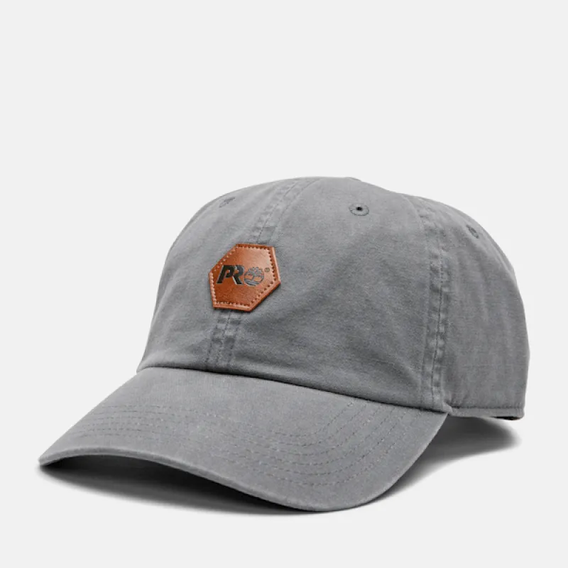Men's Timberland PRO® Faux-Leather Logo Low-Profile Cap in Pewter sold by Timberland