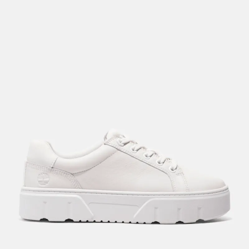 Timberland Women's Laurel Court Low Lace-Up Sneaker in White Full Grain sold by Timberland