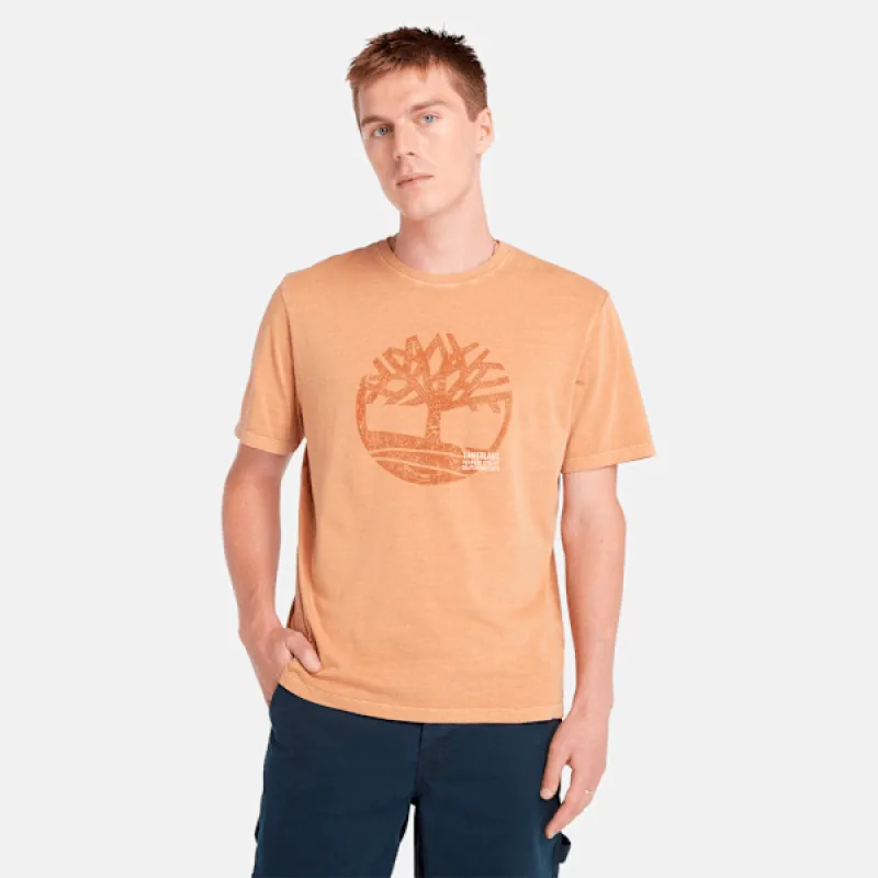 Timberland Men's Merrymack River Garment Dye Logo Graphic T-Shirt in Wheat Boot sold by Timberland