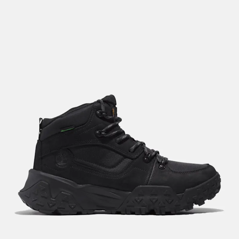 Timberland Men's Motion Scramble Mid Lace-Up Waterproof Hiker in Black Nubuck sold by Timberland