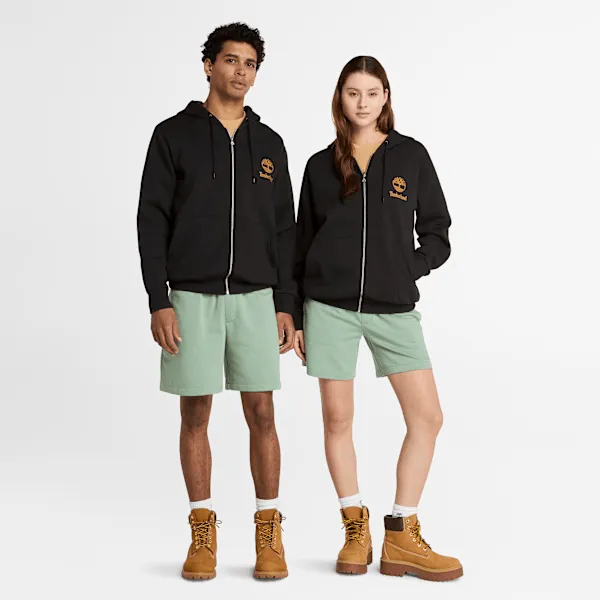 Timberland Print Stack Logo Full-Zip Hoodie in Black sold by Timberland