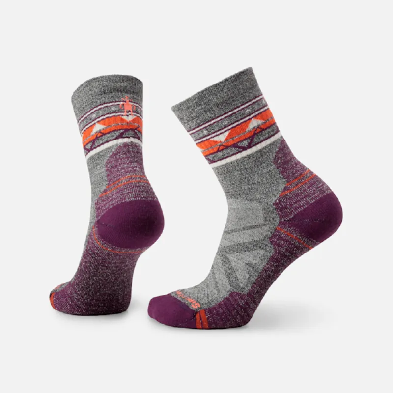 Timberland Women's Smartwool® Hike Light Cushion Zig Zag Valley Mid Crew Socks in Ashcharcoal sold by Timberland