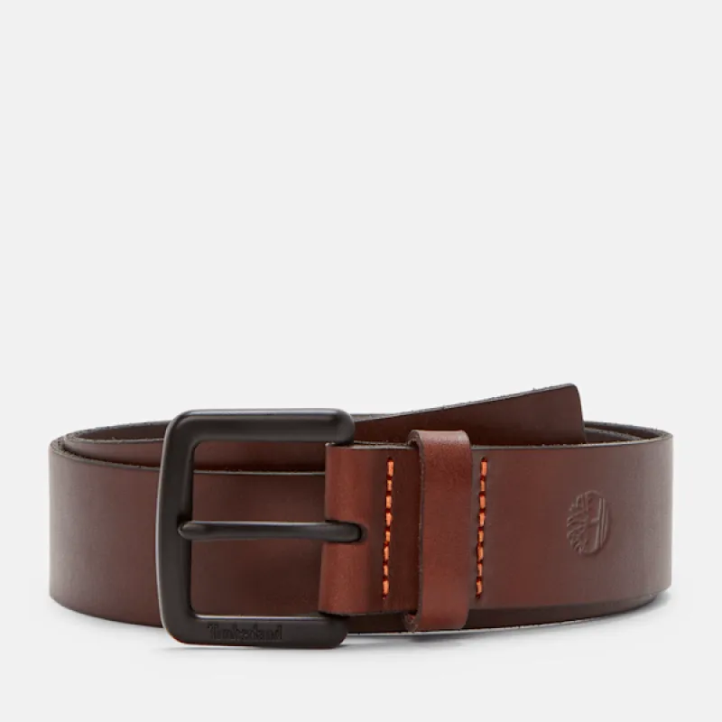 Timberland Men's 38mm Logo Buckle Belt in Brown sold by Timberland