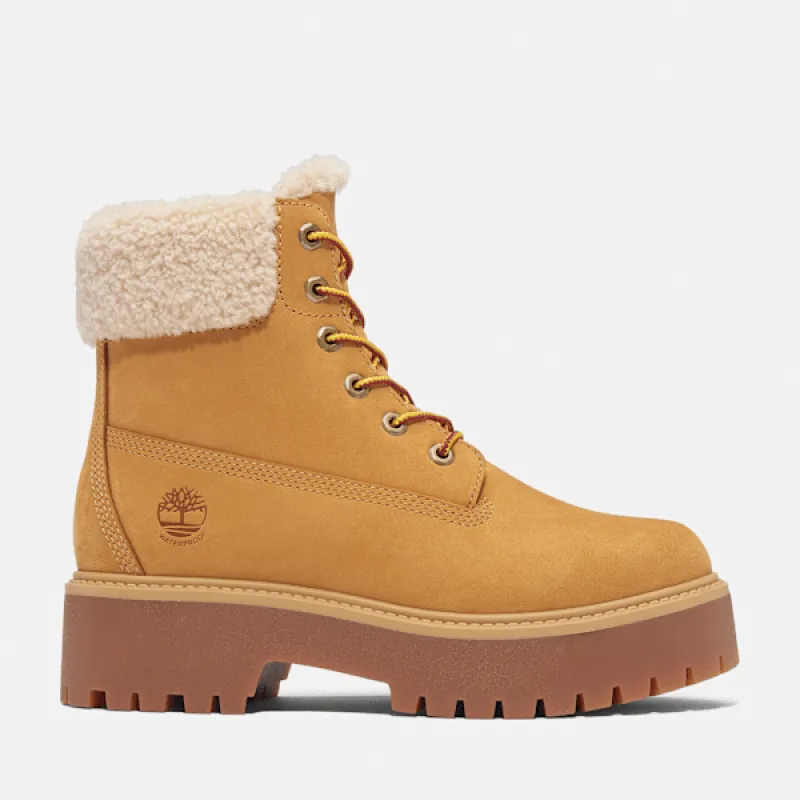 Timberland Women's Stone Street Mid Warm Lined Waterproof Boot in Wheat Nubuck sold by Timberland