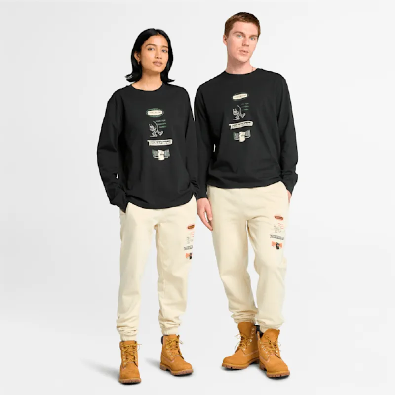 Timberland Long Sleeve "Made For Working" Graphic T-Shirt in Black sold by Timberland