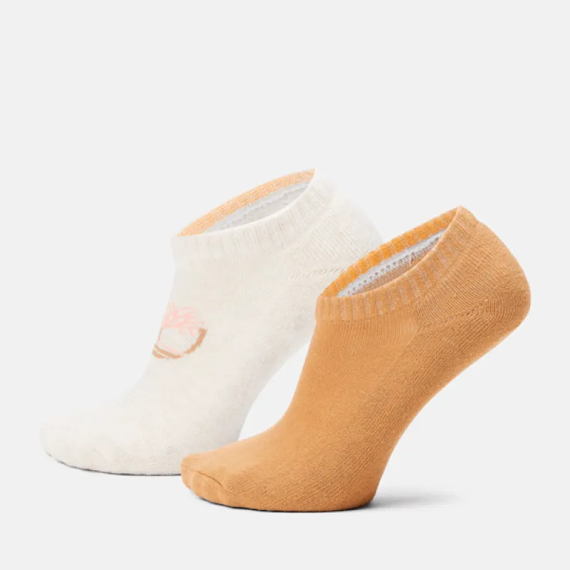 Timberland Women's 2-Pack Split Color Tree No-Show Sock in Ivory Heather sold by Timberland