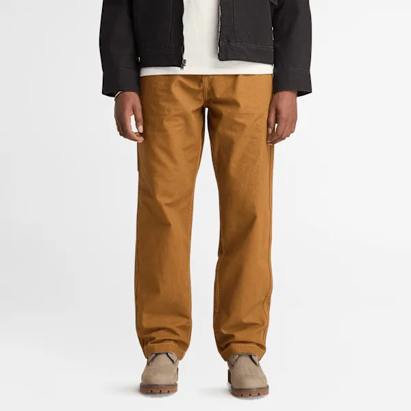 Timberland Men's Rindge Washed Canvas Carpenter Pant in Dark Wheat Boot sold by Timberland