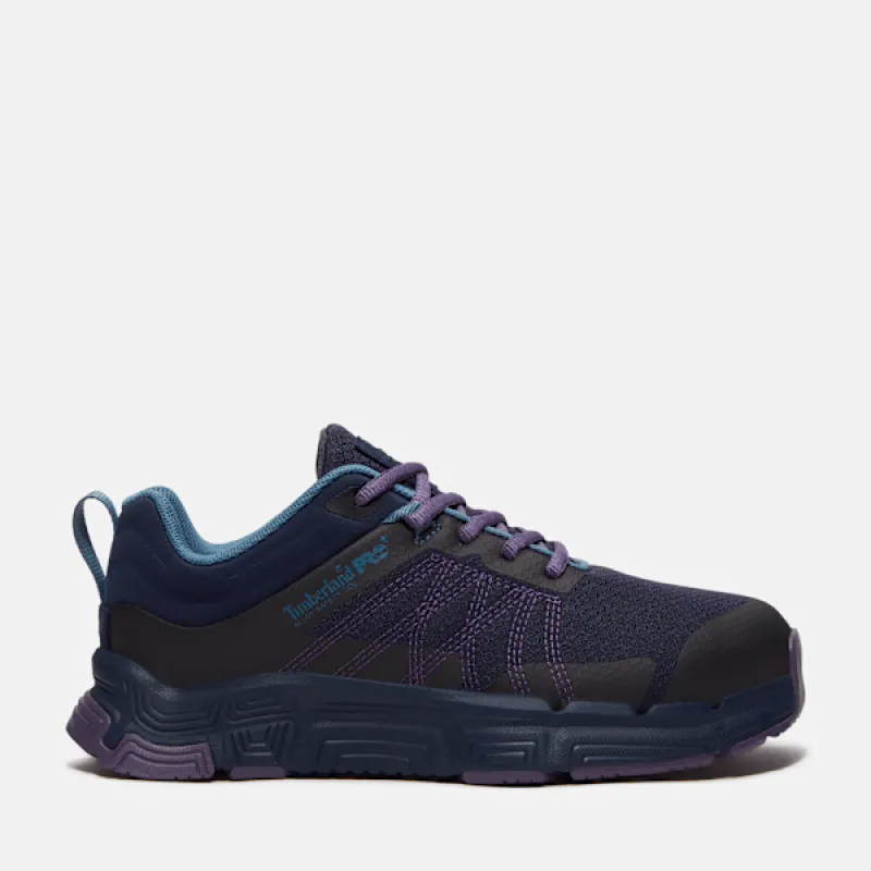 Women's Timberland PRO® XR-1 Dynamic Natural Fit Alloy Toe Work Sneaker in Dark Blue W Purple made by Timberland