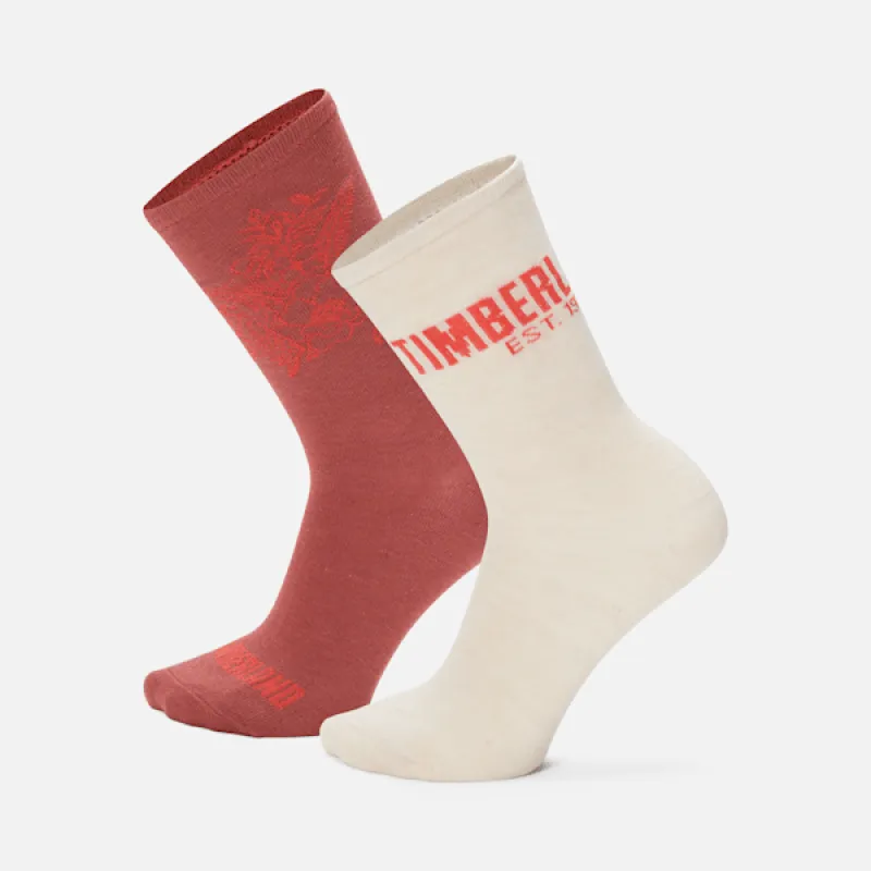 Women's 2-Pack Timberland® Floral Crew Sock in Apple Butter sold by Timberland