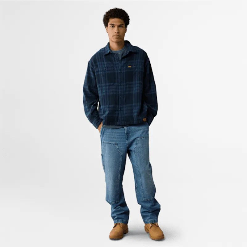 Timberland x AE Plaid Flannel Shirt in Dark Denim sold by Timberland