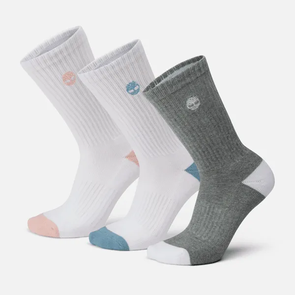 Timberland Women's Sagamore Beach 3-Pack Half Cushion Crew Sock in Multi Colour sold by Timberland