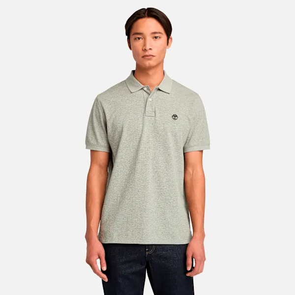 Timberland Men's Millers River Short-Sleeve Pique Polo Shirt in Medium Grey Heather sold by Timberland