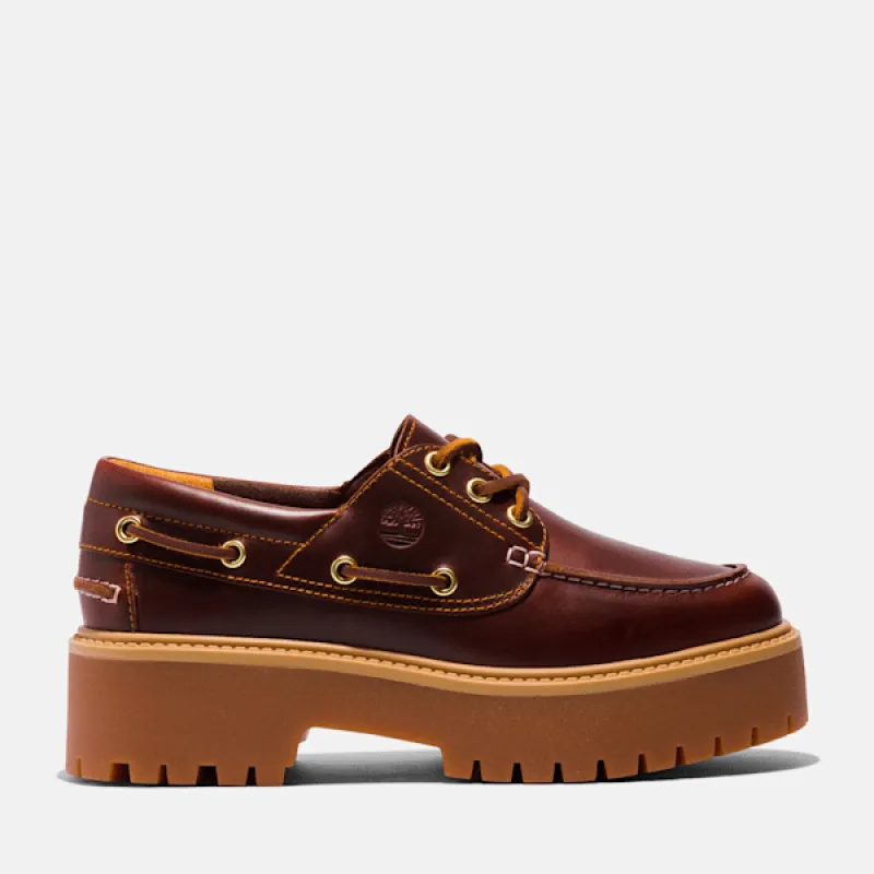 Timberland Women's Stone Street Platform Boat Shoe in Rootbeer sold by Timberland