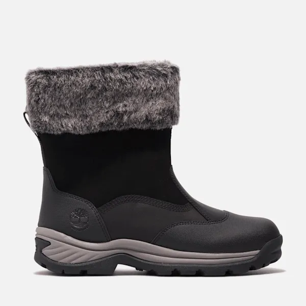 Timberland Women's White Ledge Waterproof Pull-On Snow Boot in Jet Black sold by Timberland