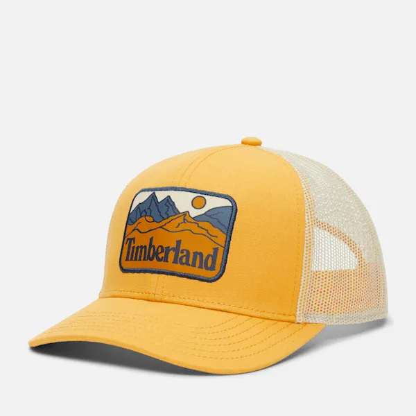 Timberland Mountain Line Patch Trucker Cap in Chai TEA sold by Timberland