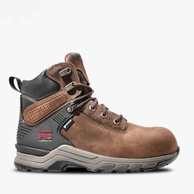 Timberland Women's Hypercharge 6" Composite Toe Waterproof Work Boot in Brown sold by Timberland