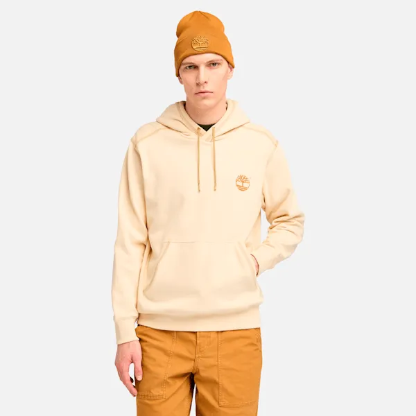Timberland Men's Contrast Stitch Logo Hoodie in Angora sold by Timberland