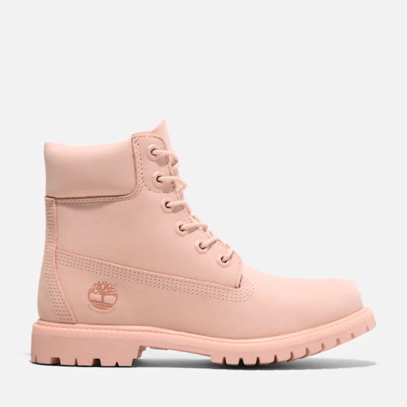 Women's Timberland® Premium 6-Inch Waterproof Boot in Light Pink Nubuck sold by Timberland