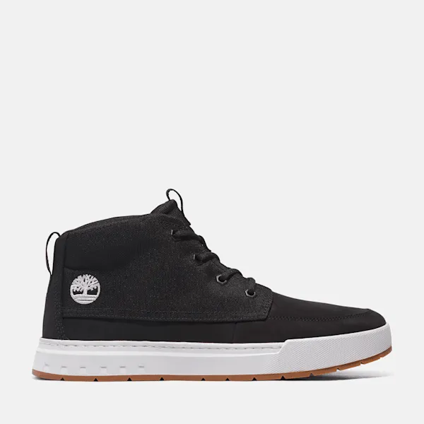 Timberland Men's Maple Grove Mid Lace-Up Sneaker in Black Nubuck sold by Timberland
