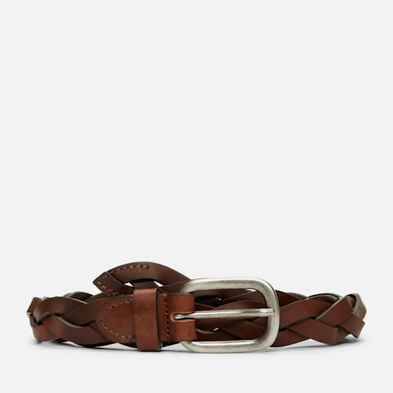 Timberland Women's 25MM Braided Leather Belt in Brown sold by Timberland