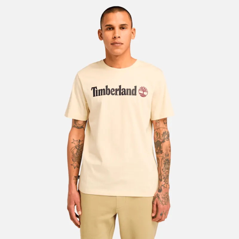 Timberland Men's Linear Logo Short Sleeve T-Shirt in Angora sold by Timberland