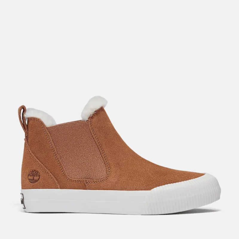 Timberland Women's Skyla Bay 2.0 Mid Warm Lined Sneaker in Rust Suede sold by Timberland