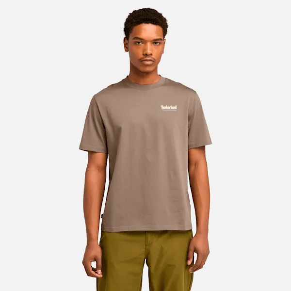 Timberland Men's Rugged Active Gear Back Graphic T-Shirt in Chocolate Chip sold by Timberland