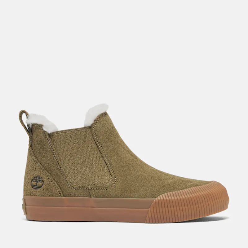 Timberland Women's Skyla Bay 2.0 Mid Warm Lined Sneaker in Olive Suede sold by Timberland