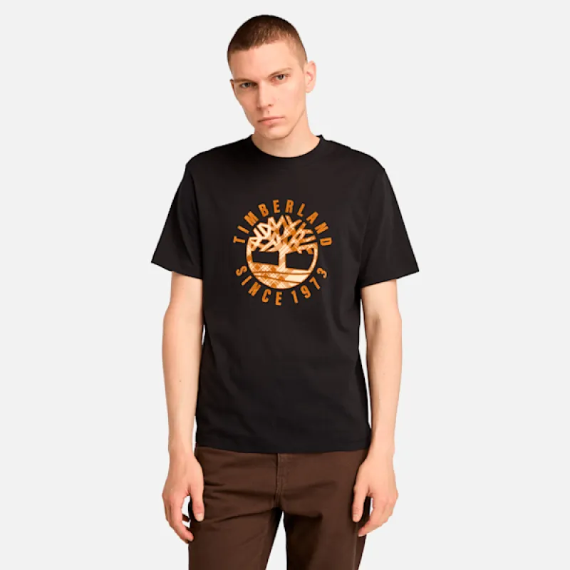 Men's Timberland® Heritage Plaid Logo T-Shirt in Black sold by Timberland