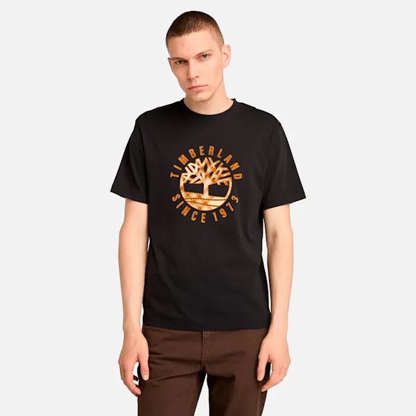 Men's Timberland® Heritage Plaid Logo T-Shirt in Black sold by Timberland