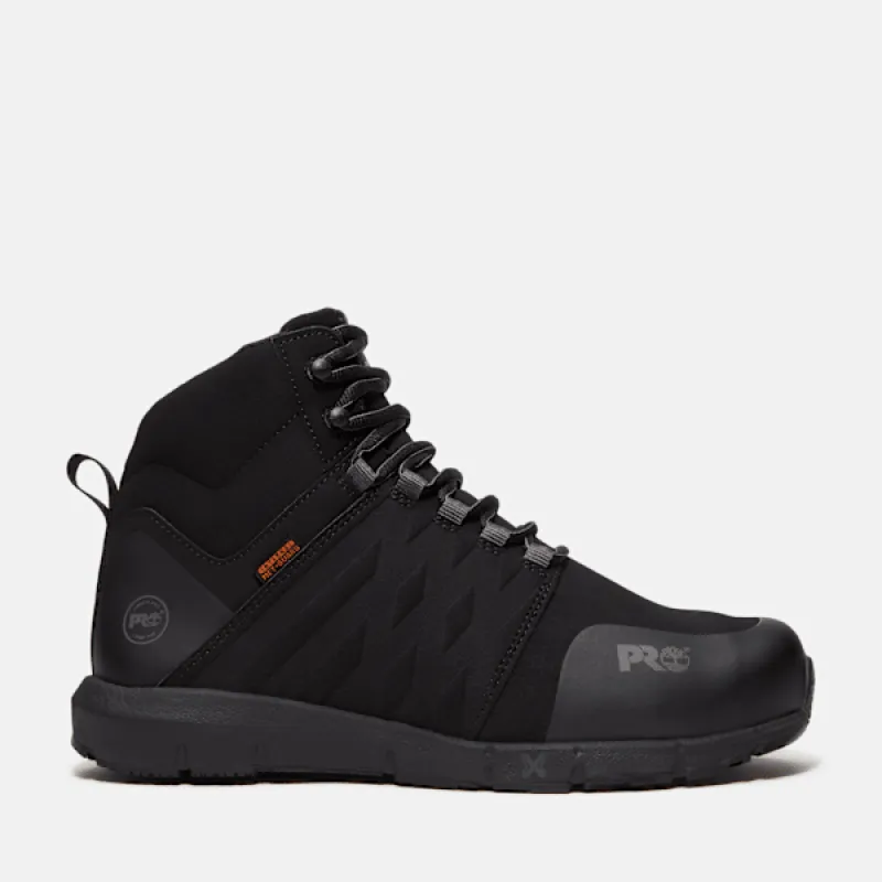 Timberland Men's Radius Mid Met Guard Composite Toe Work Sneaker in Black W Grey sold by Timberland