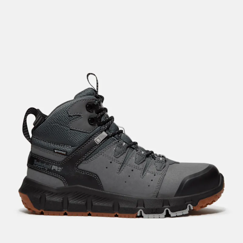 Timberland Men's Tempe 6" Alloy Toe Waterproof Work Boot in  Grey Leather sold by Timberland