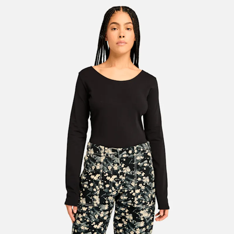 Timberland Women's Slim Fit Long-Sleeve T-Shirt in Black sold by Timberland