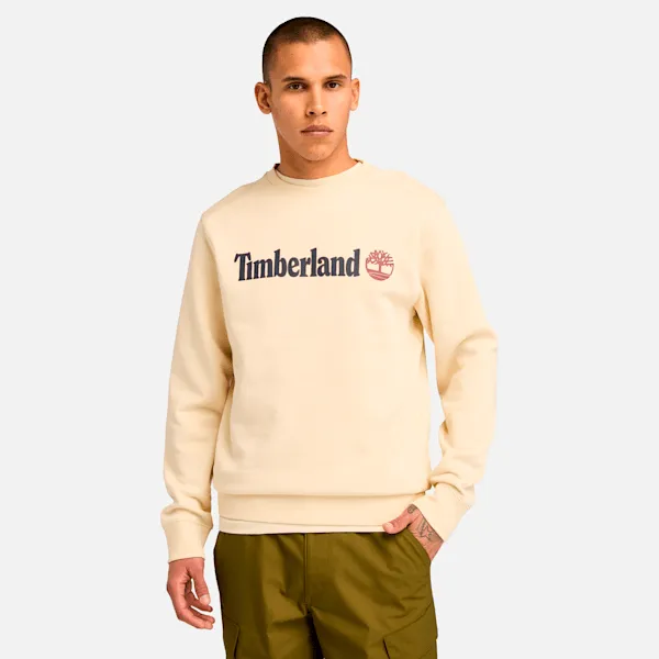 Timberland Men's Kennebec River Linear Logo Crew Neck Sweatshirt in Angora sold by Timberland